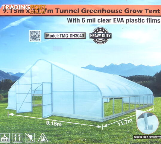 Huge 9.15m x 11.7m (107m2) Greenhouse Tunnel Building Grow Tent