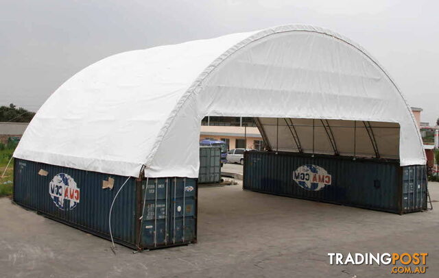 New 18m x 12m Double Trussed Container Shelter Workshop Igloo Dome