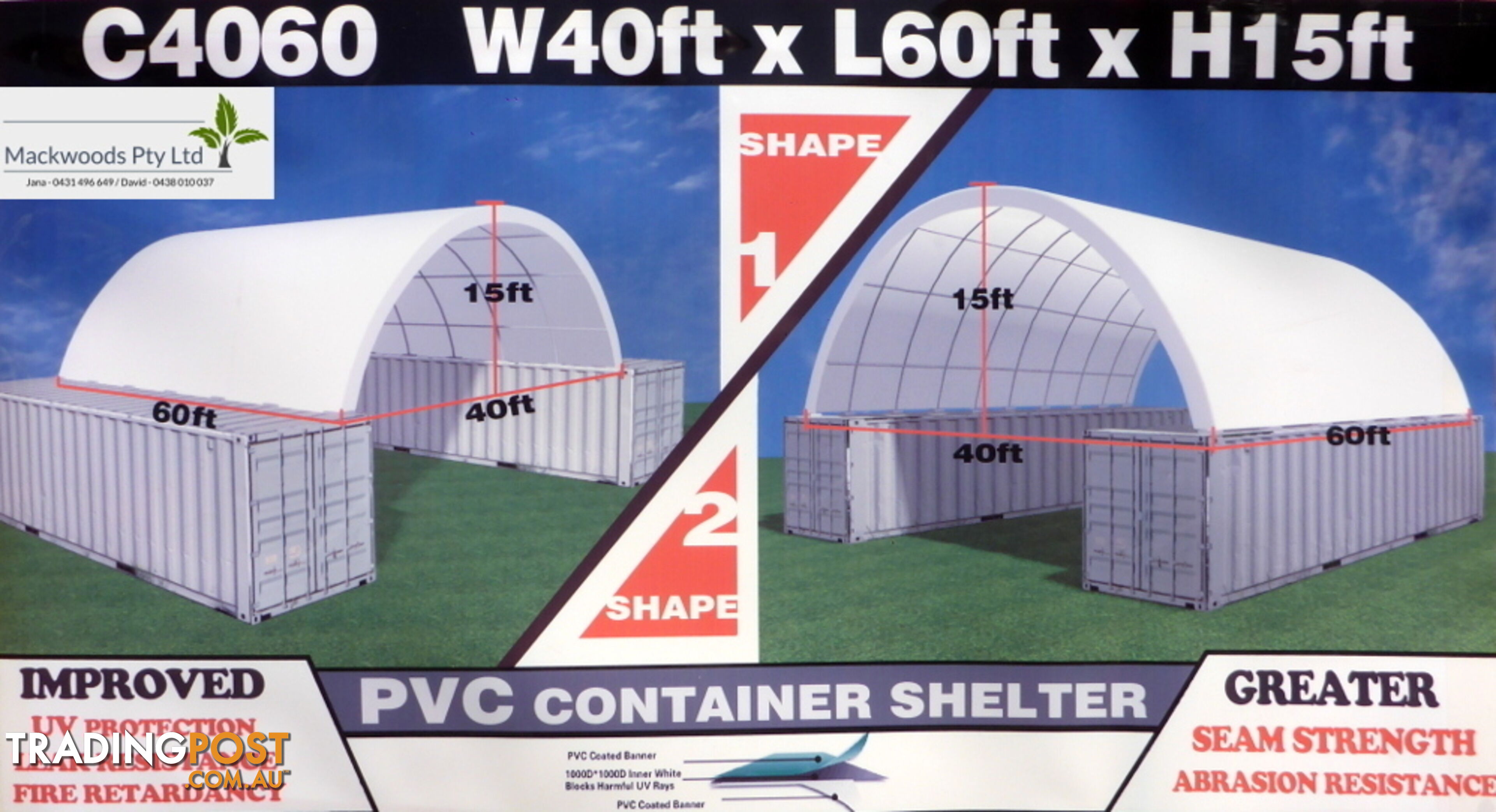 New 12m x 18m (223m2) Container Shelter Workshop Igloo Dome