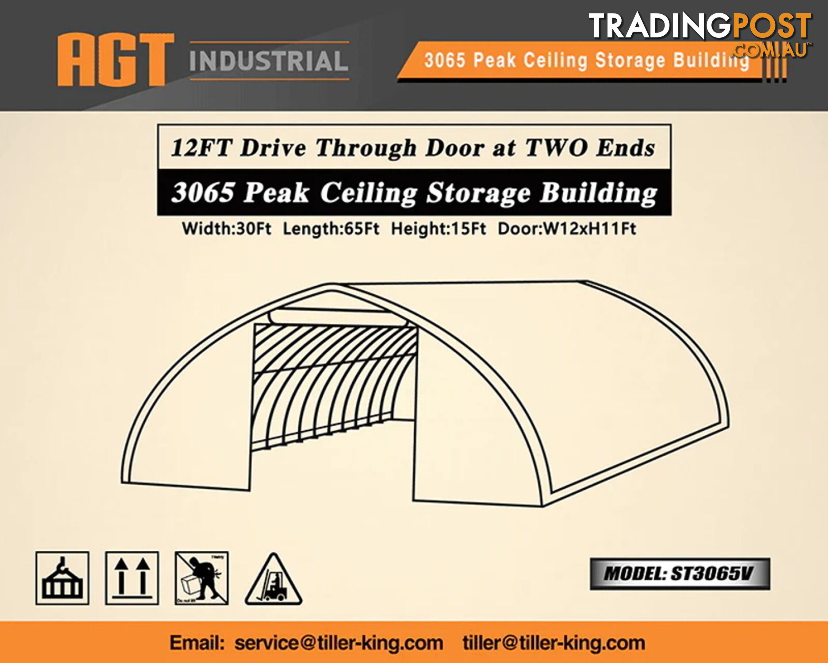 9.15m x 20m x 4.57m (183m2) Shelter Building Workshop Igloo Dome