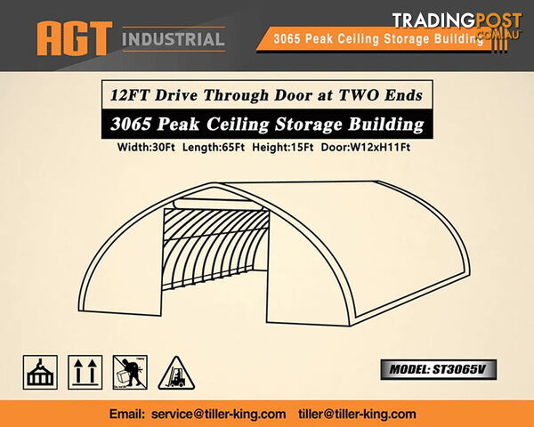 9.15m x 20m x 4.57m (183m2) Shelter Building Workshop Igloo Dome