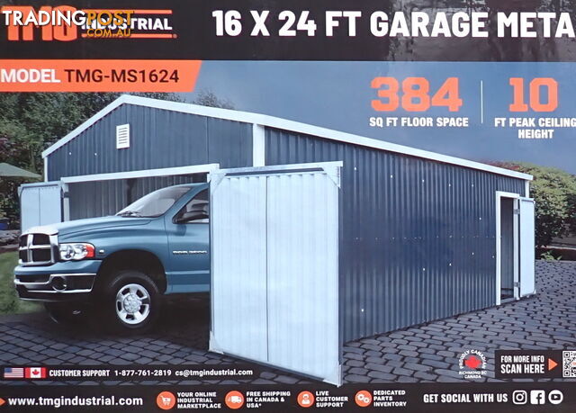 New 4.9m x 7.5m (37m²) All Steel Double Garage Carport Shed Mancave