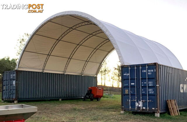 New 12m x 12m Double Trussed Container Shelter Workshop Igloo Dome