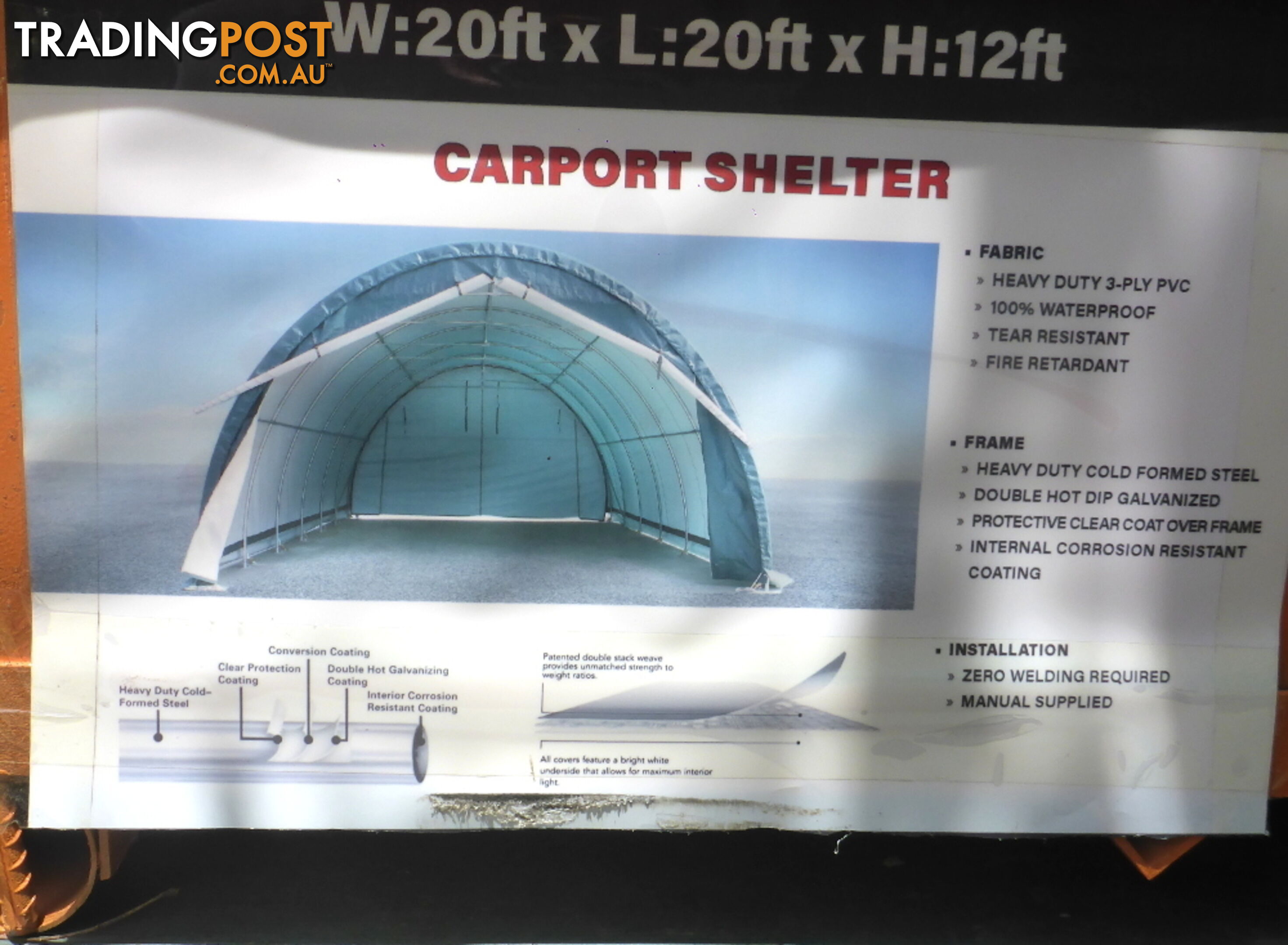 37m2 Workshop Storage Shelter Building 6m x 6m x 3.6m in Forest Green Cover