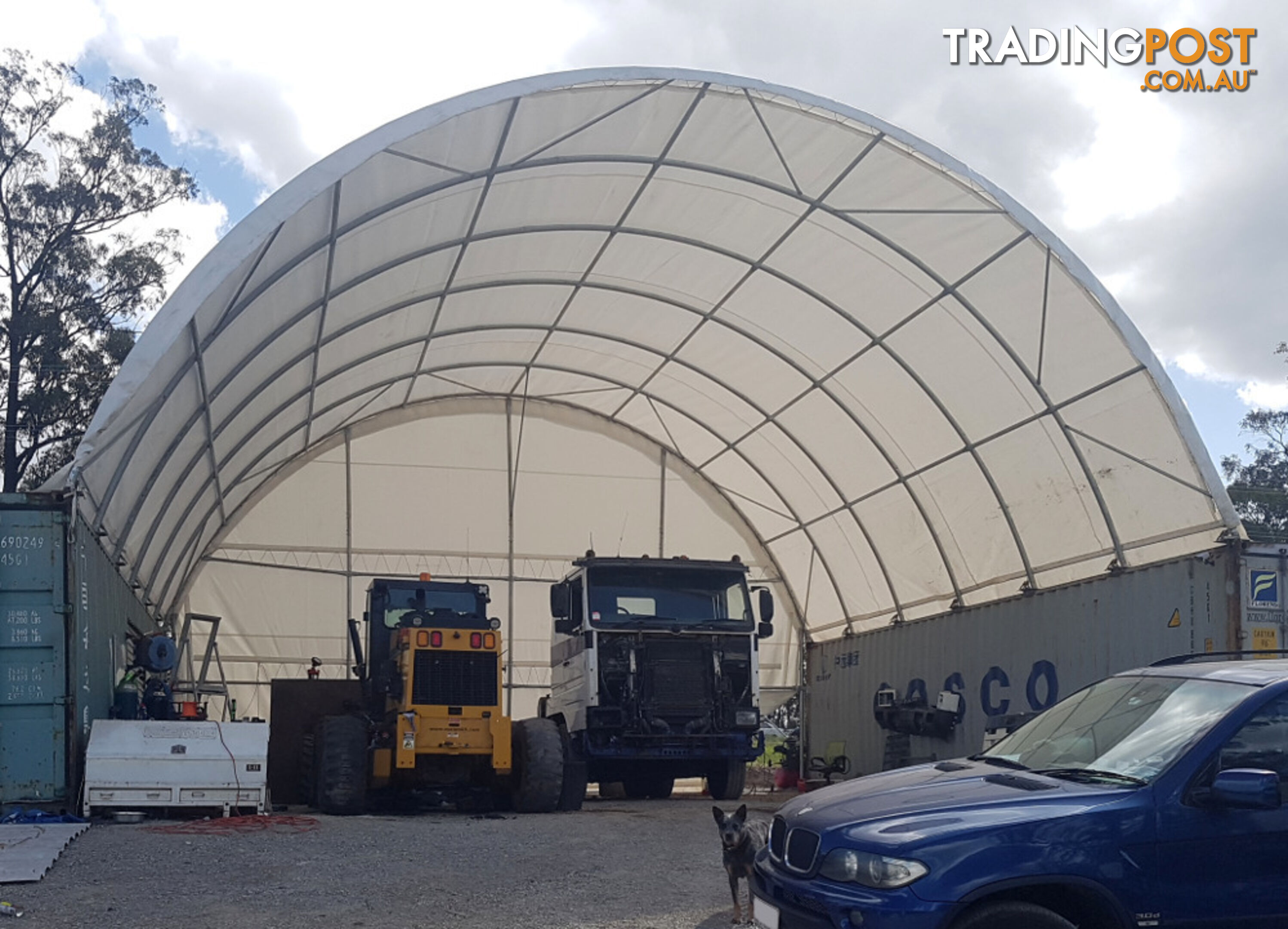 New 12m x 12m Container Shelter Workshop Igloo Dome with End Wall