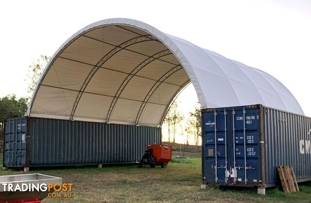 New 12m x 12m Double Trussed Container Shelter Workshop Igloo Dome