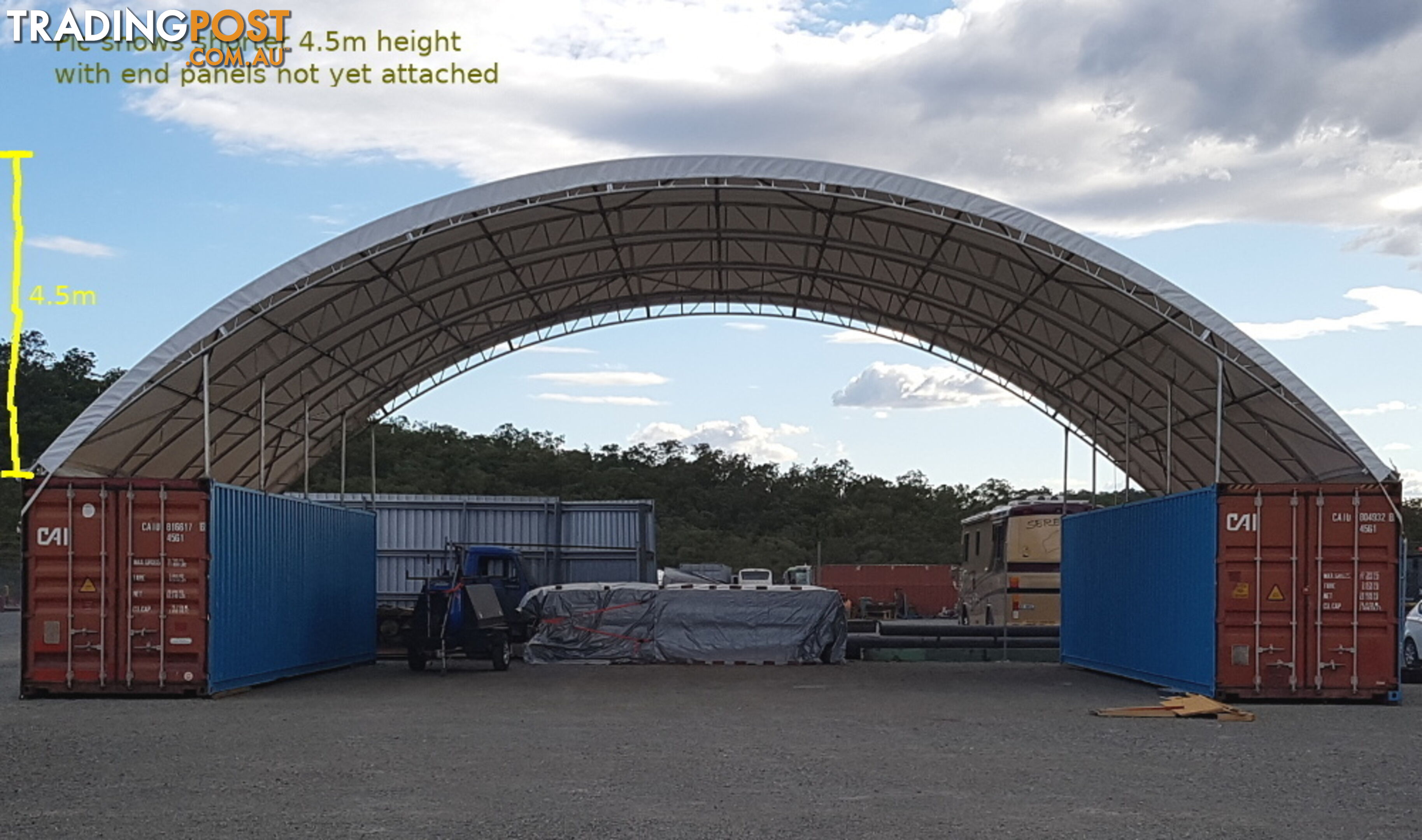 New 18m x 12m Double Trussed Container Shelter Workshop Igloo Dome