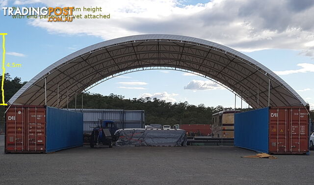 New 18m x 12m Double Trussed Container Shelter Workshop Igloo Dome