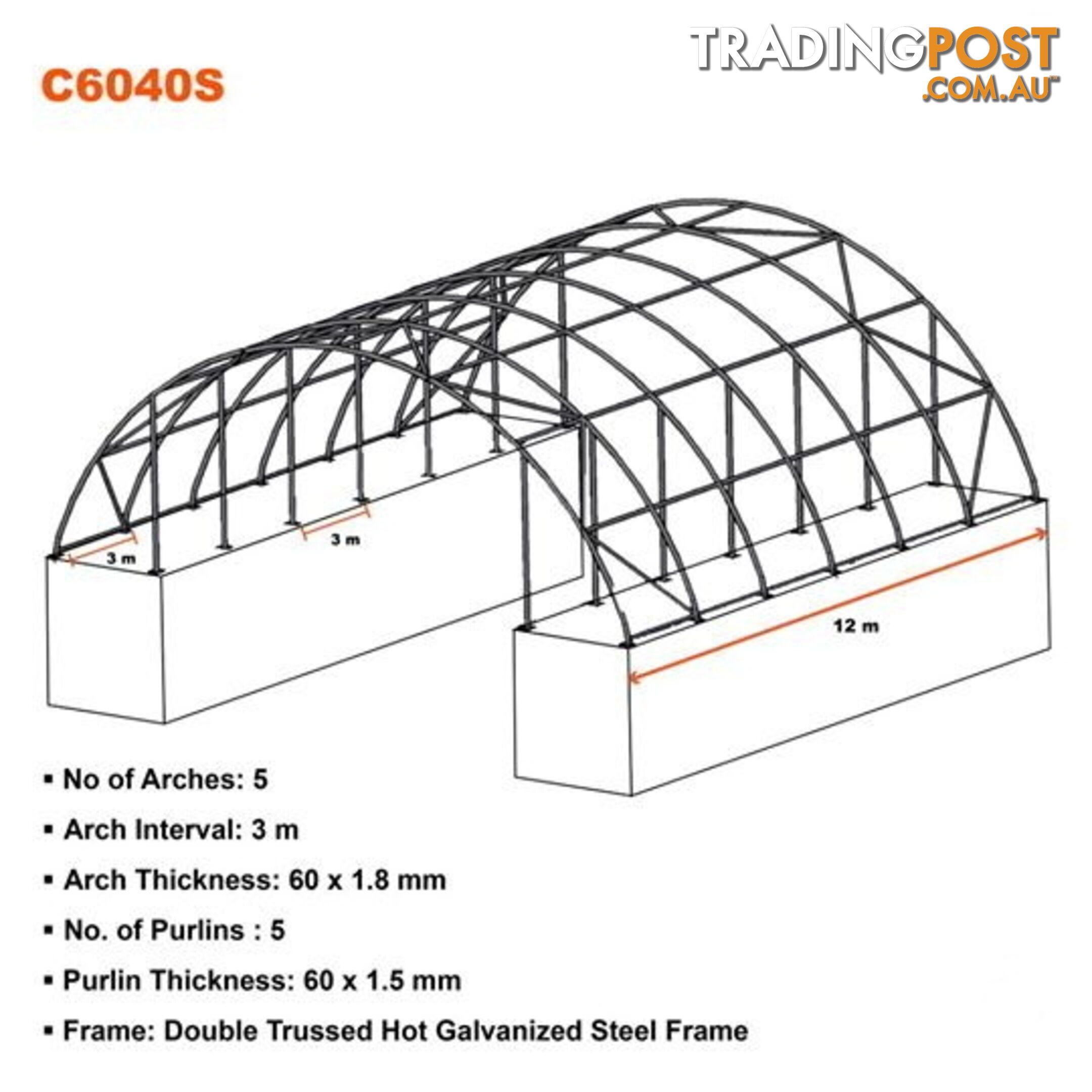 New 18m x 12m Double Trussed Container Shelter Workshop Igloo Dome