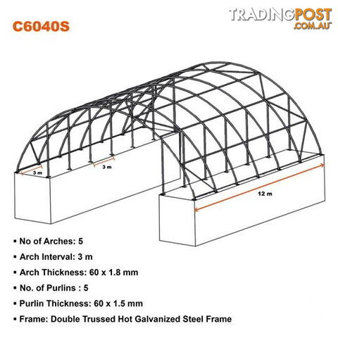 New 18m x 12m Double Trussed Container Shelter Workshop Igloo Dome