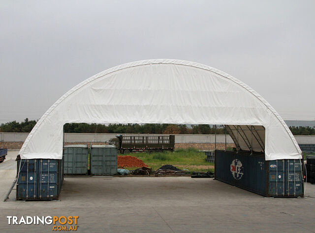 New 18m x 12m Double Trussed Container Shelter Workshop Igloo Dome