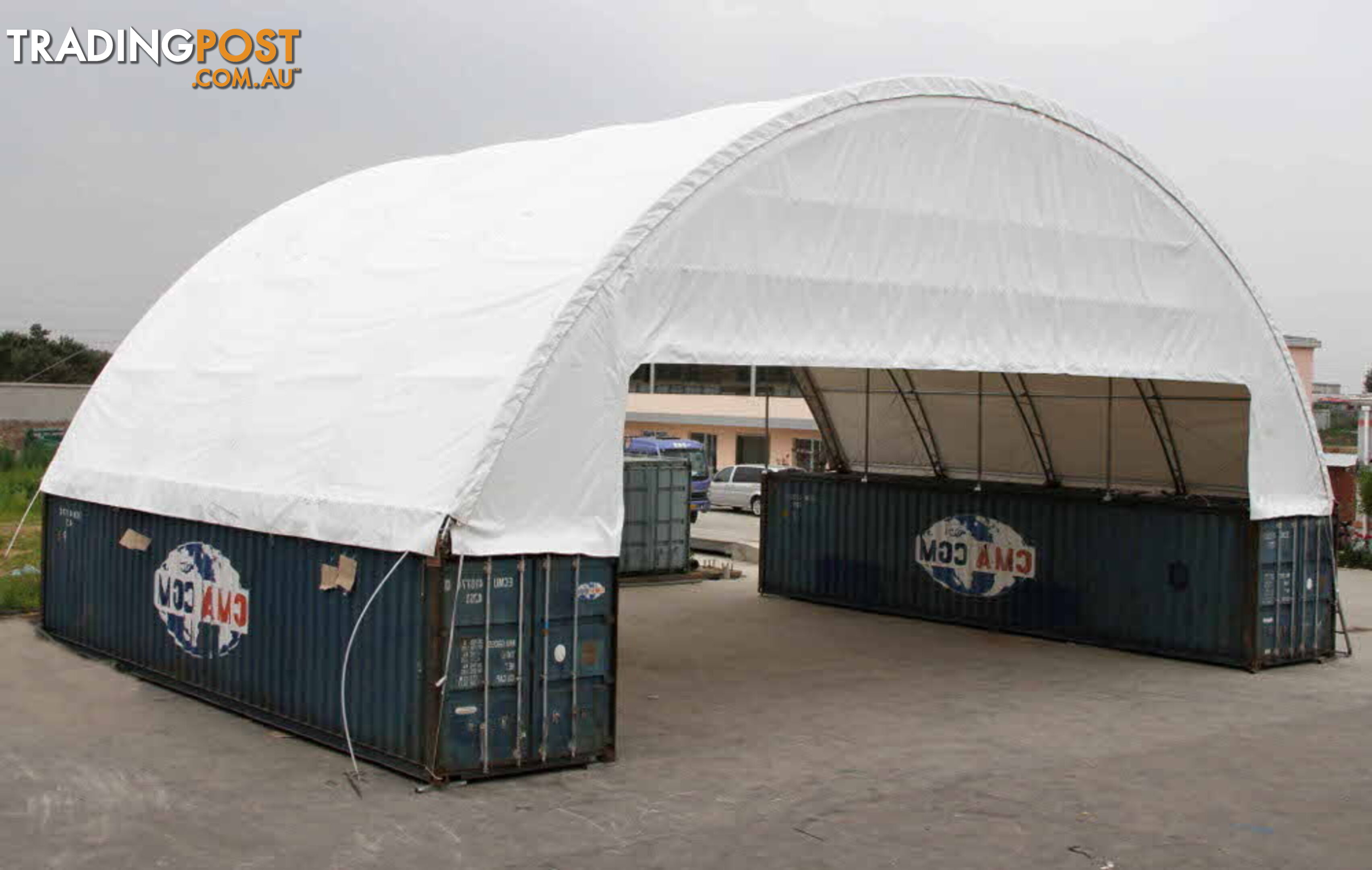 New 18m x 12m Double Trussed Container Shelter Workshop Igloo Dome