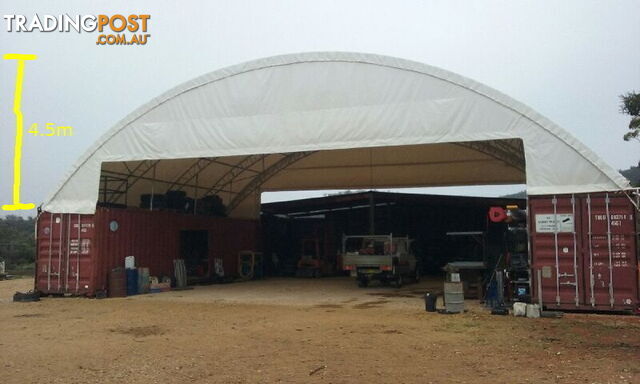 New 18m x 12m Double Trussed Container Shelter Workshop Igloo Dome