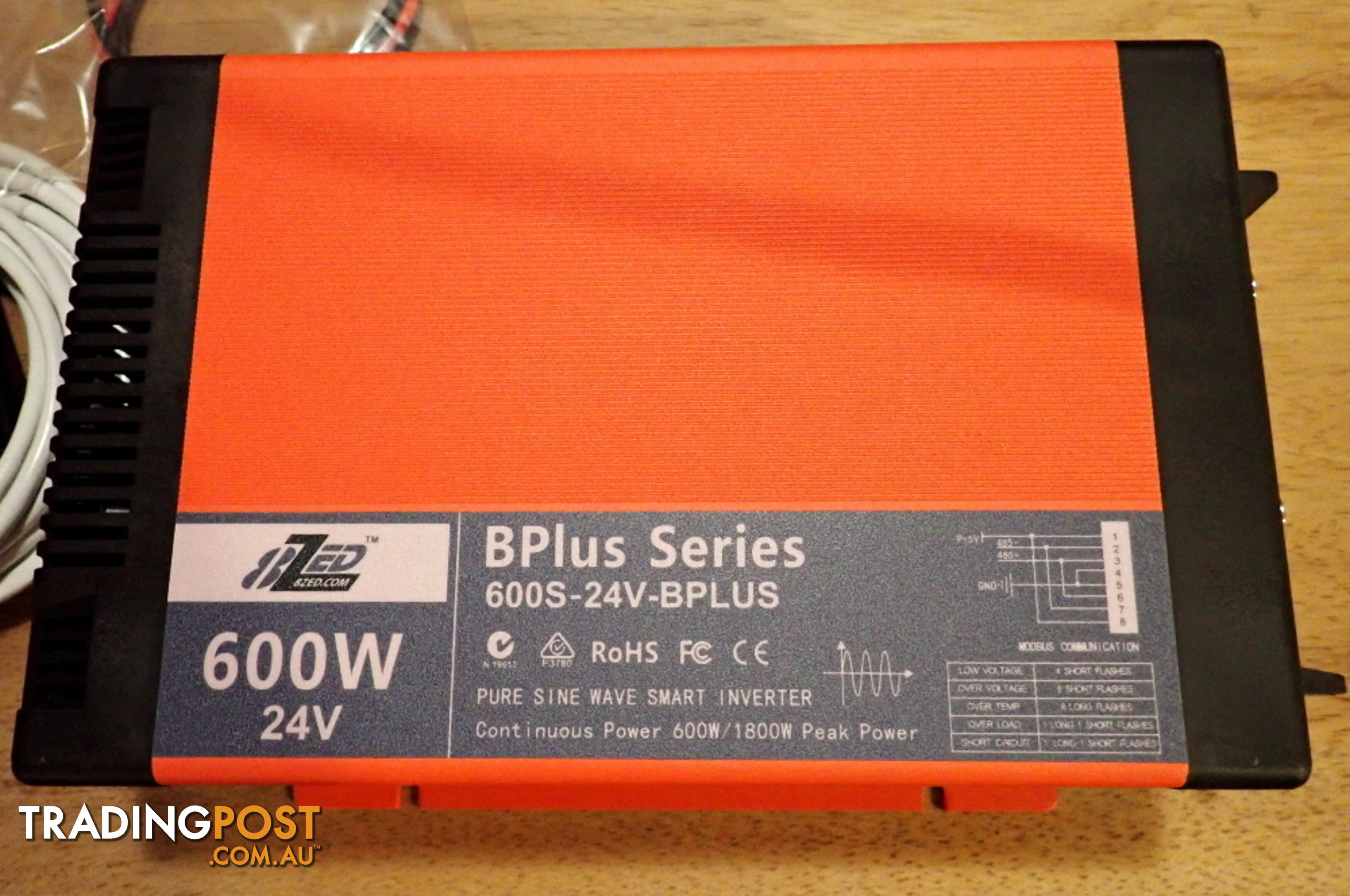 RRP $560. New 600w (1800w peak) 24Vdc-240Vac Pure Sine Wave Smart Power Inverter