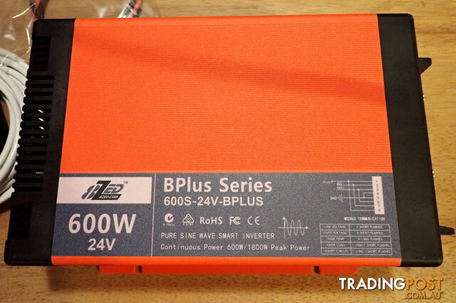 RRP $560. New 600w (1800w peak) 24Vdc-240Vac Pure Sine Wave Smart Power Inverter