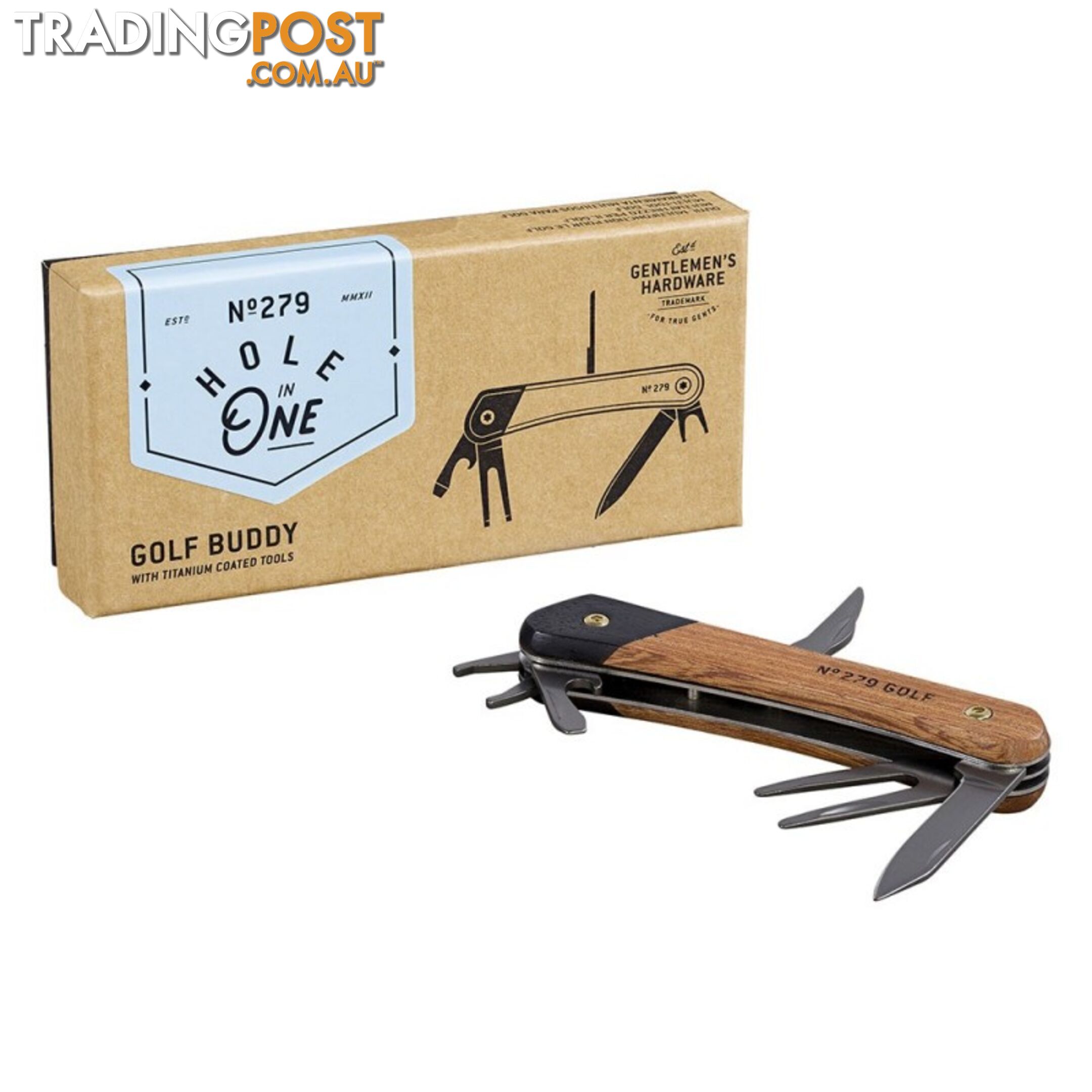 Golf Buddy Multi-Tool with Titanium Coated Tools by Gentlemen's Hardware