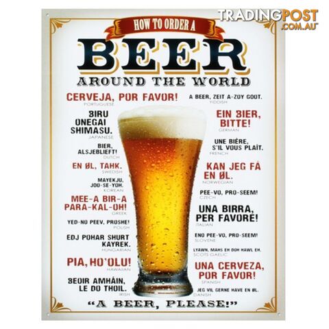 How To Order A Beer Around the World Retro Tin Sign