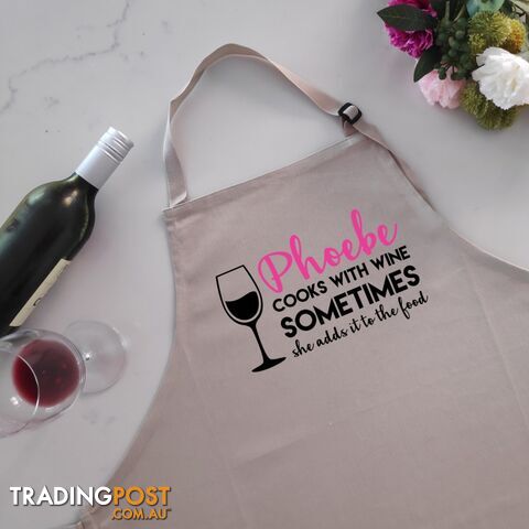 Cook With Wine - Beige Personalised Apron