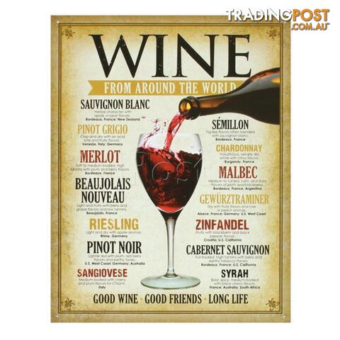 Wine From Around The World Retro Tin Sign