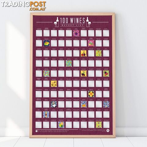 100 Wines Scratch Off Bucket List Poster by Gift Republic