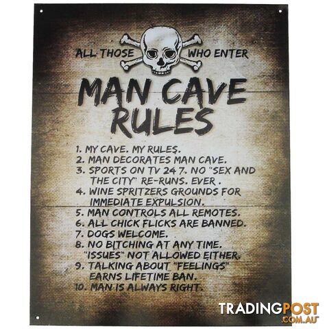 Man Cave Rules Metal Sign