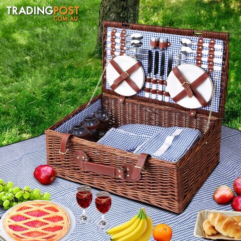 Alfresco 4 Person Picnic Basket With Outdoor Insulated Blanket