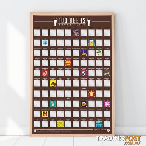 100 World Beers Scratch Off Bucket List Poster by Gift Republic