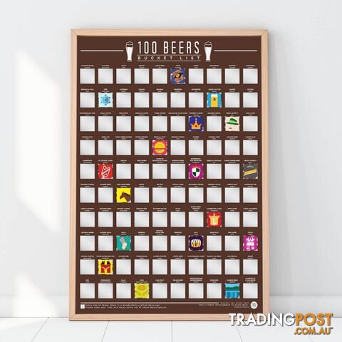 100 World Beers Scratch Off Bucket List Poster by Gift Republic
