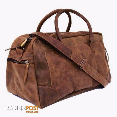 Classic Duffle Genuine Leather Luggage Bag by Indepal Leather