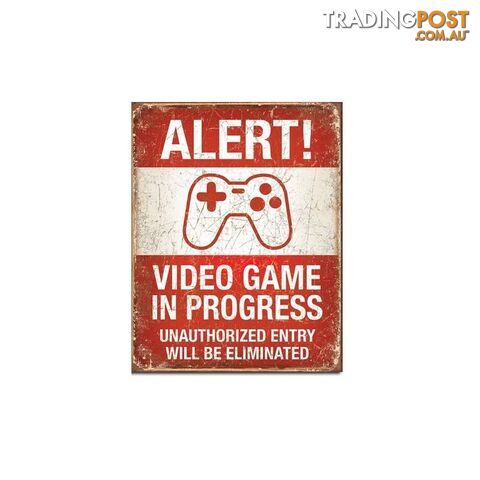 Alert Video Games Retro Tin Sign