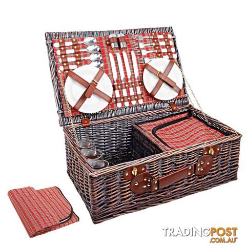 Picnic Basket with Cooler Bag for 4 Persons
