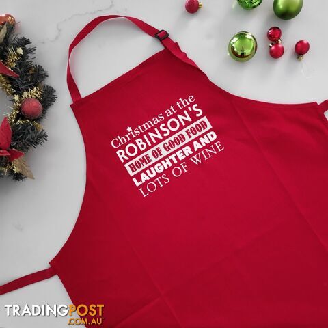 Personalised Christmas Apron - Good Food, Laughter & Lots of Wine