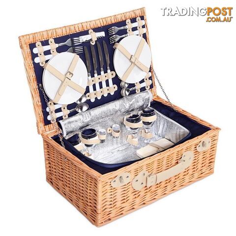 Picnic Basket with Cooler Bag and Cheese Board for 4 Persons