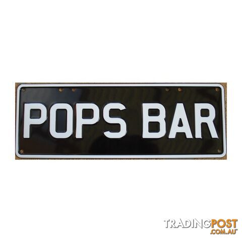 Pop's Bar Novelty Number Plate