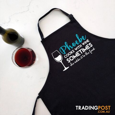 Cook With Wine - Black Personalised Apron