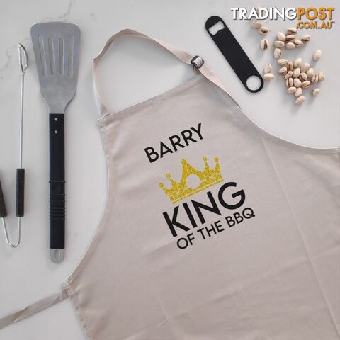 King of The BBQ - Beige Personalised Apron