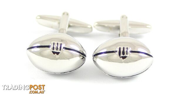 Silver Rugby Ball Cufflinks with Box