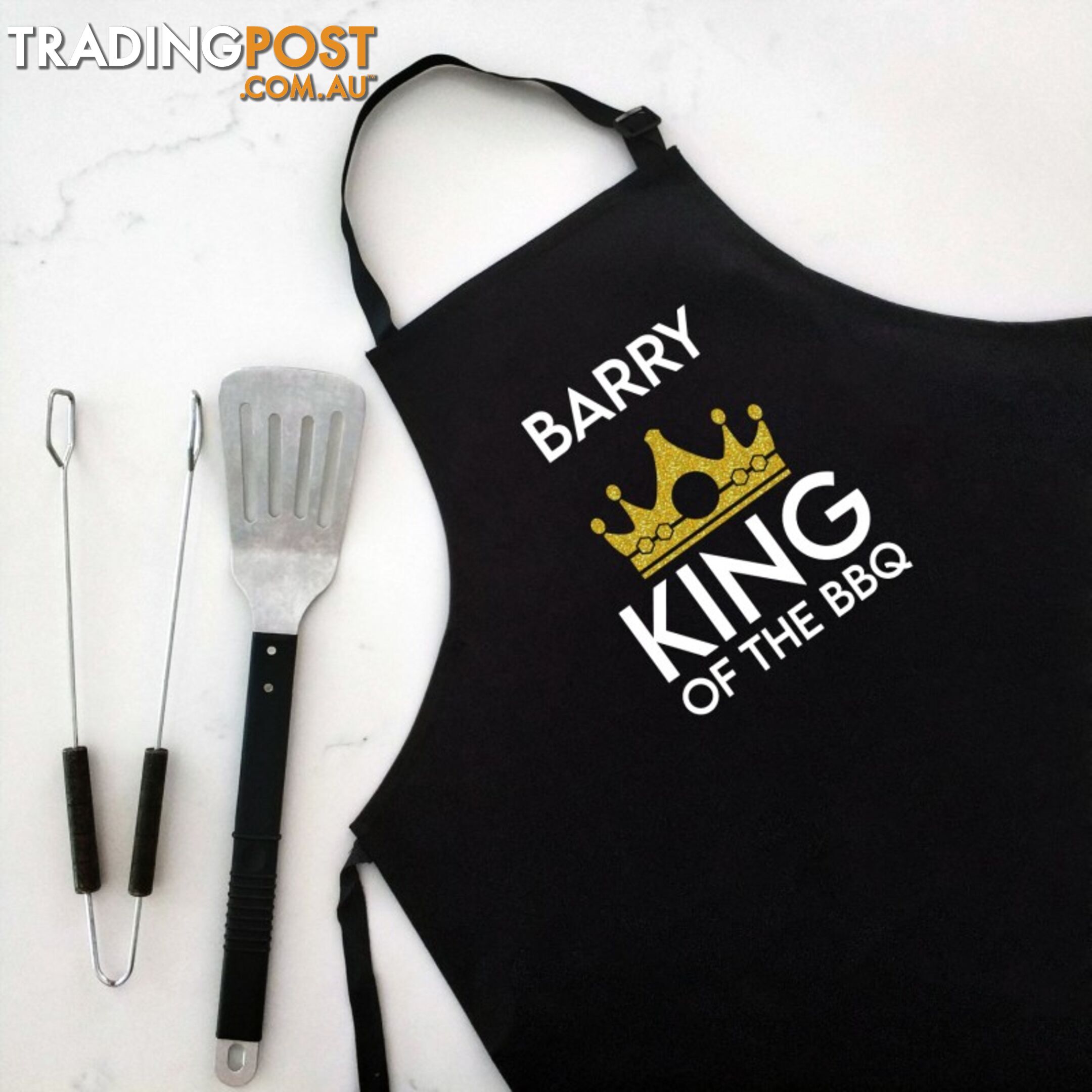 King of The BBQ - Personalised Apron Black