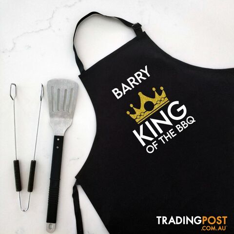King of The BBQ - Personalised Apron Black