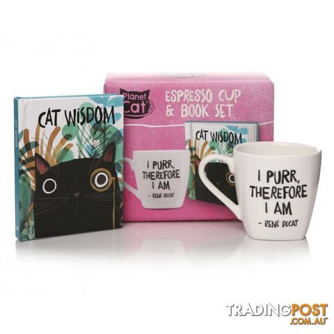 Planet Cat Espresso Cup and Mini Book Set