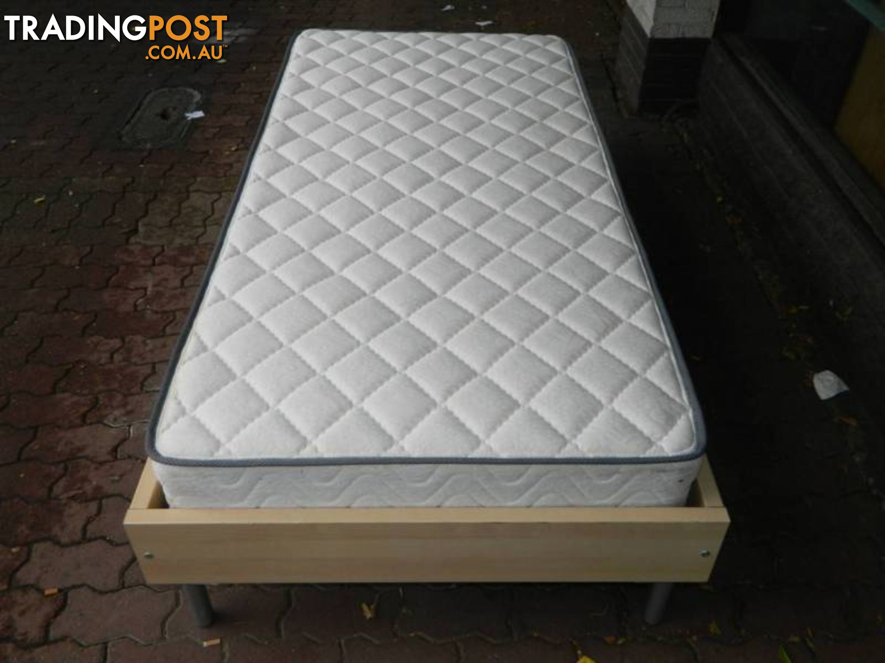 Wooden Single Bed Frame With Mattress!