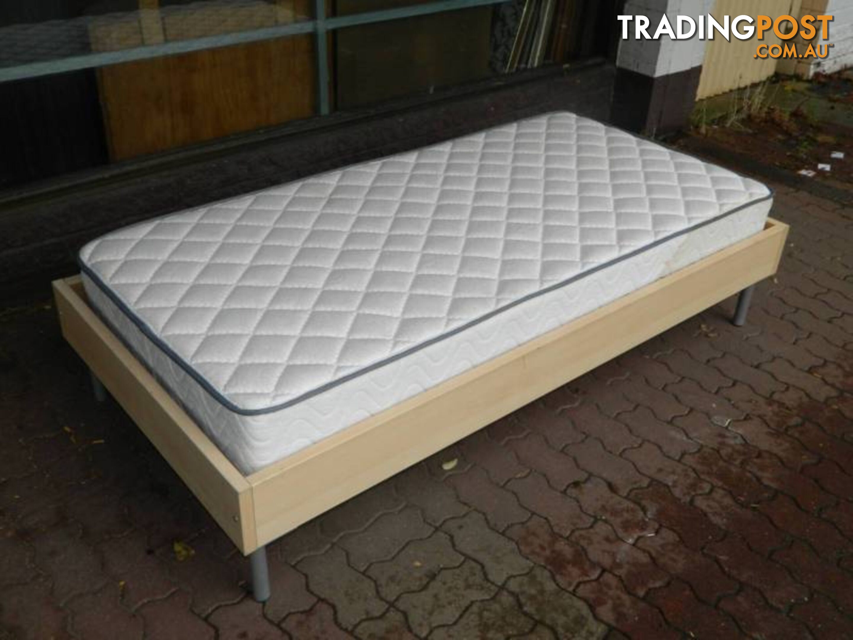 Wooden Single Bed Frame With Mattress!