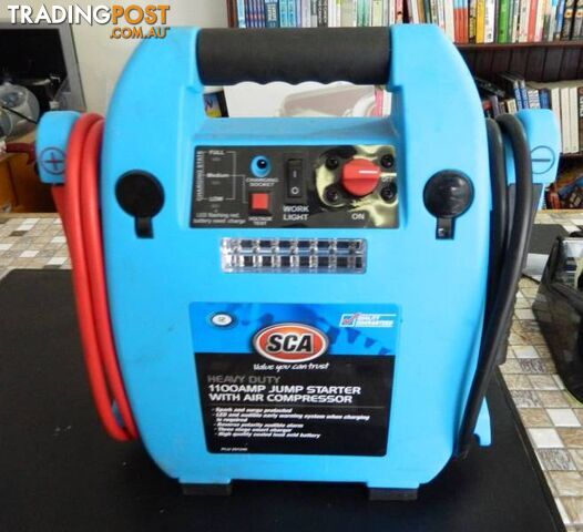 1100 Amp SCA Jumpstarter with Air Compressor and Attachments