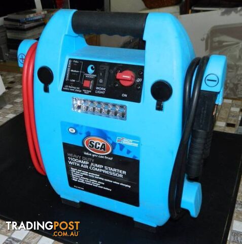 1100 Amp SCA Jumpstarter with Air Compressor and Attachments