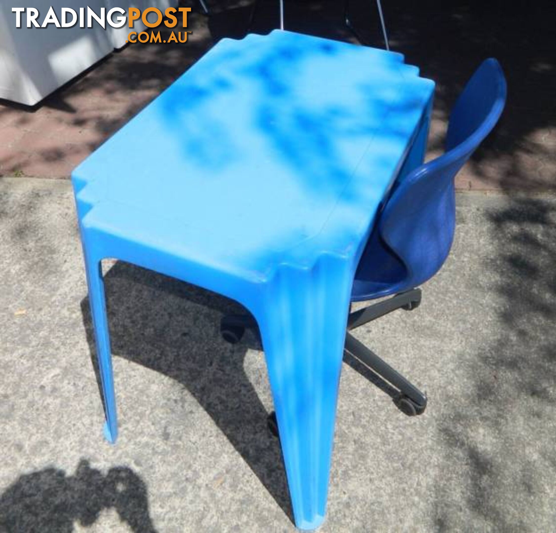 Plastic Blue Table with Blue Computer Chair