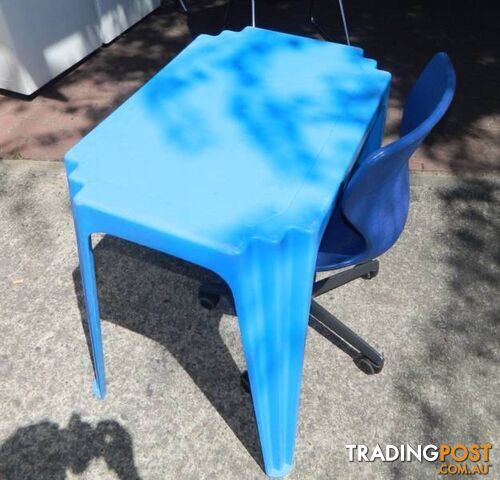 Plastic Blue Table with Blue Computer Chair