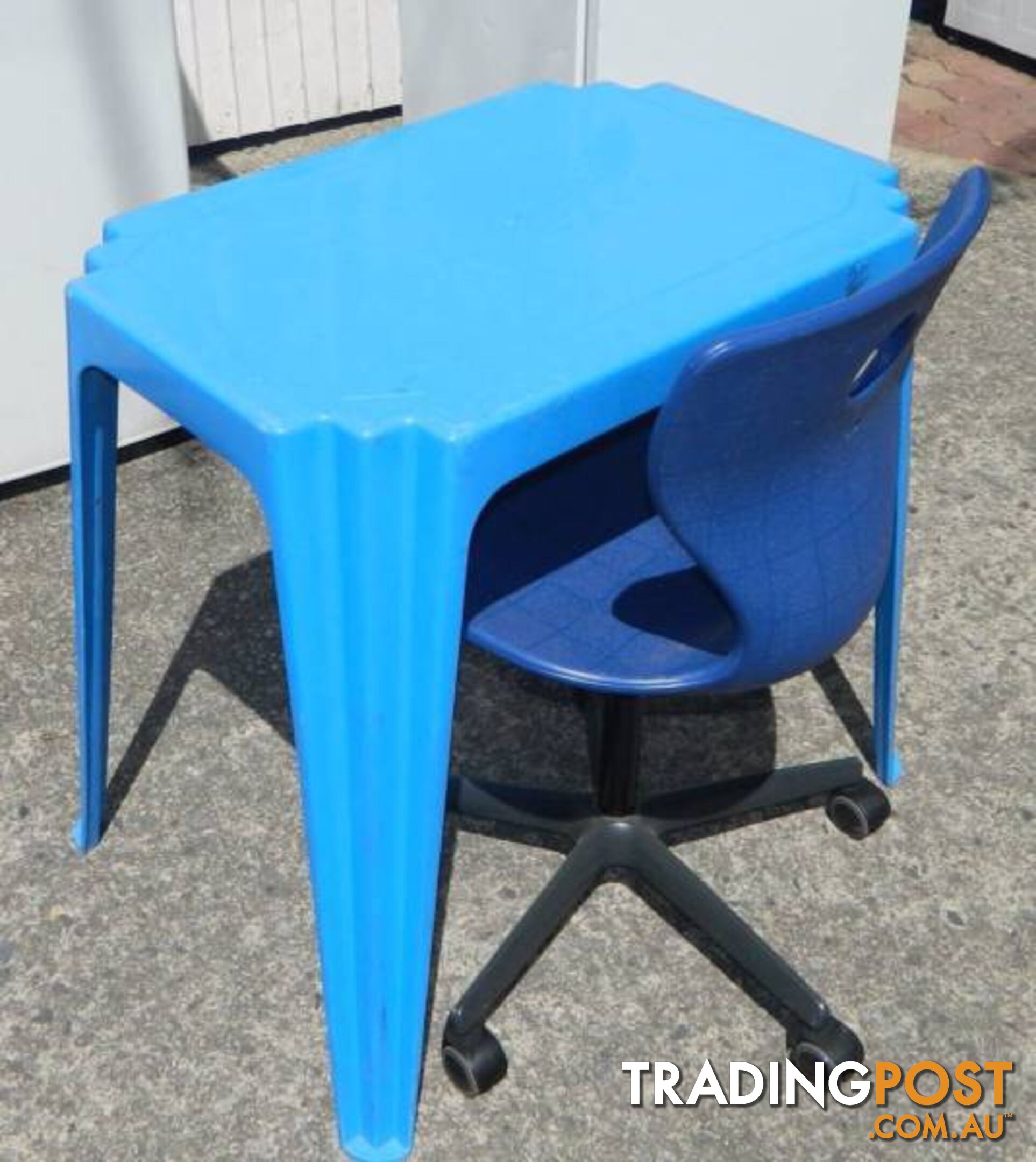 Plastic Blue Table with Blue Computer Chair