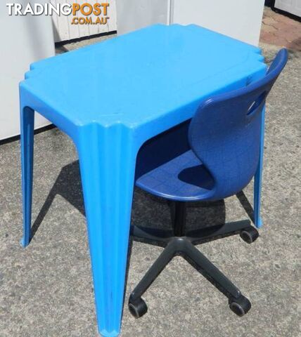 Plastic Blue Table with Blue Computer Chair