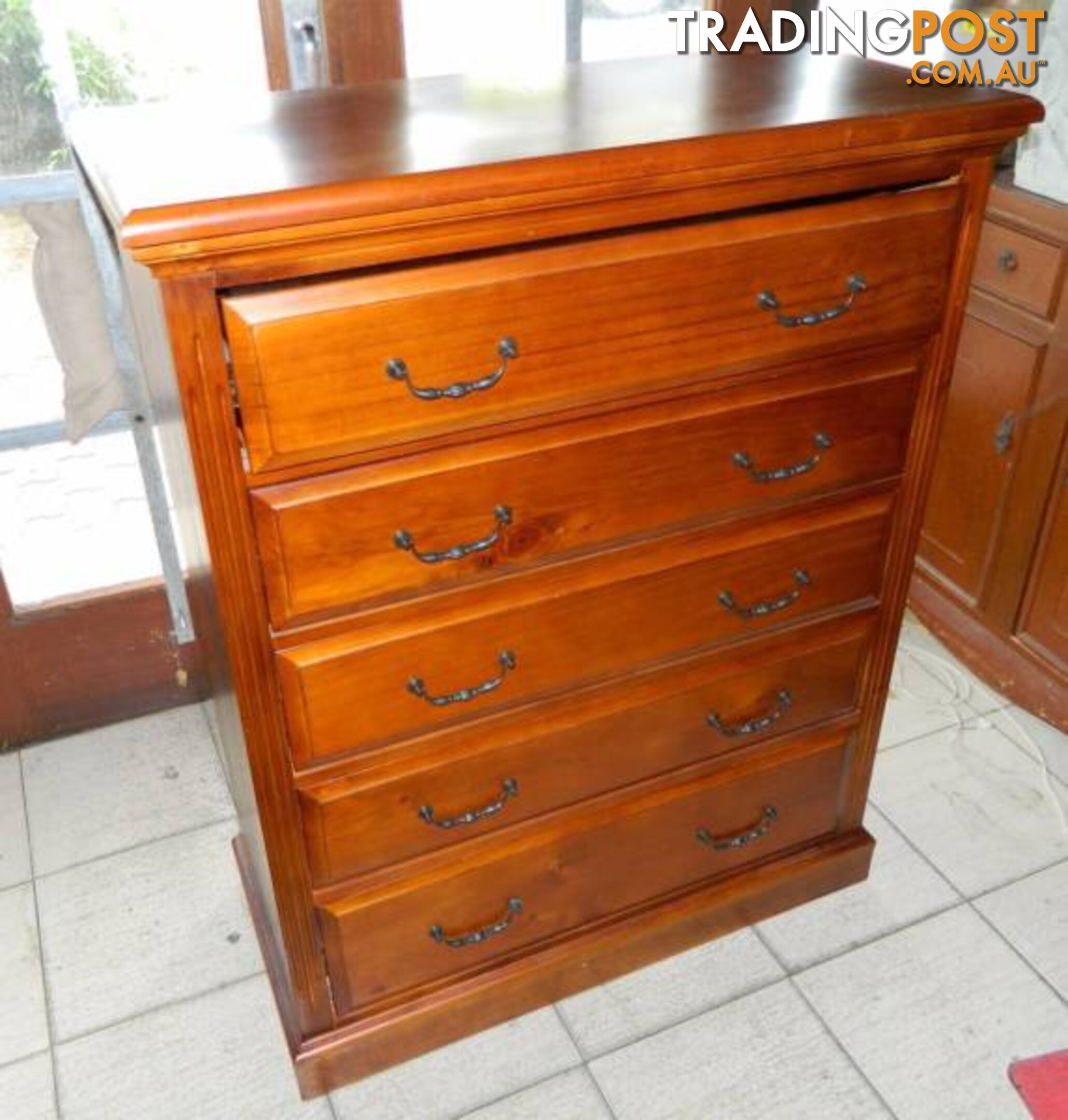 Quality Solid Wood 5 Drawer Tallboy