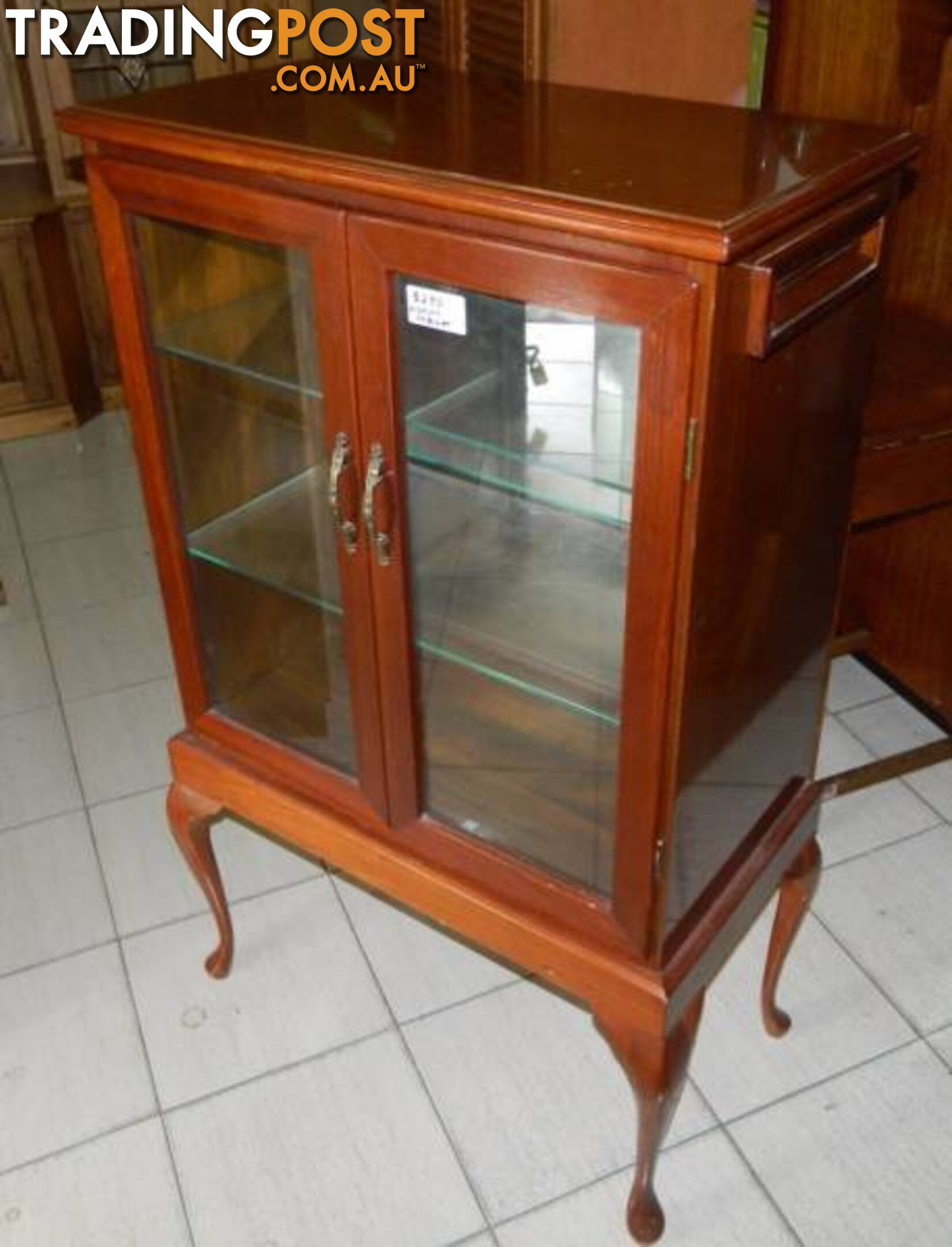 Antique 2 Door Mirror Backed Display Cabinet, Cabriole Legged !!!